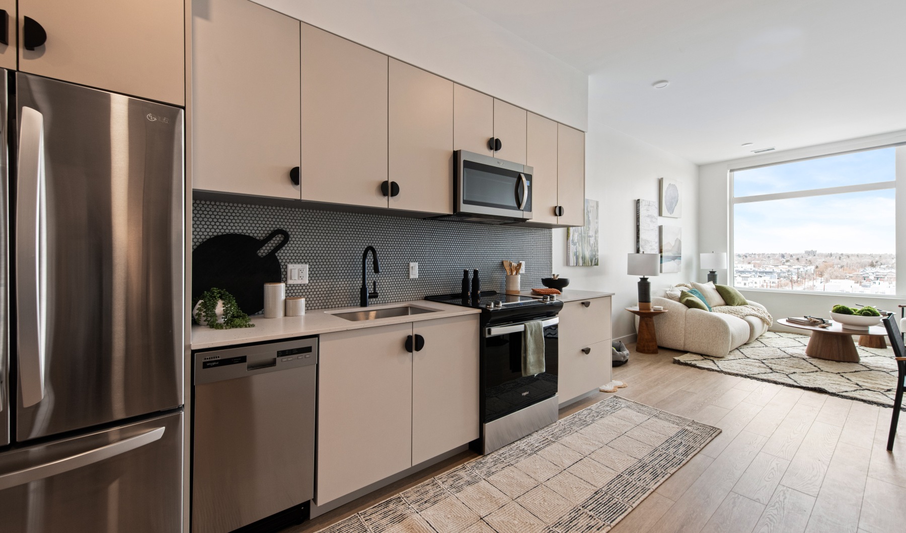 A kitchen with stainless steel appliances